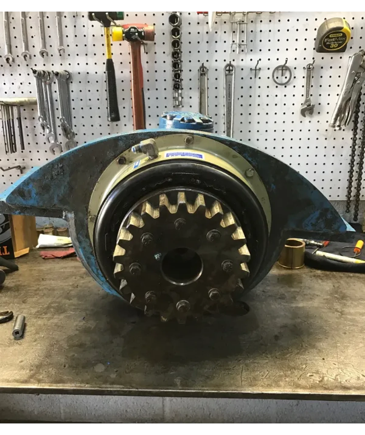 Mechanical part with tools background