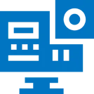 Blue shapes on black background